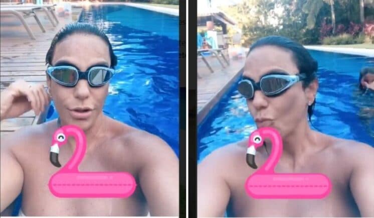 Ivete aparece curtindo piscina e impressiona com declaração sobre atividade física