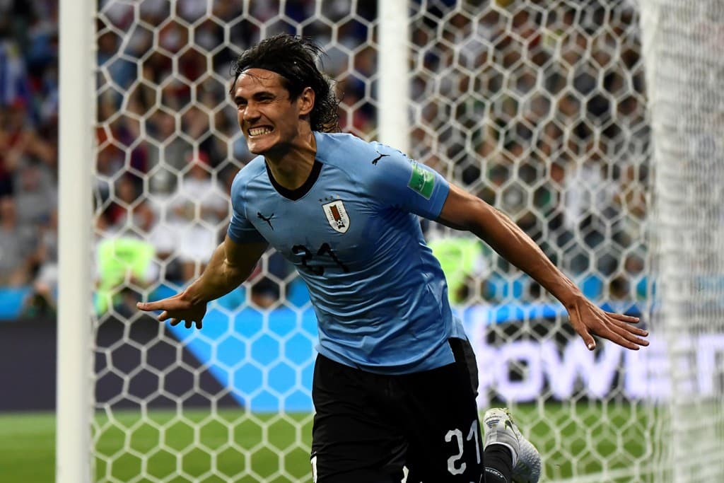 Cavani comemora seu segundo gol na vitória do Uruguai por 2 a 1 sobre Portugal na Copa do Mundo 2018 (Foto: Divulgação)