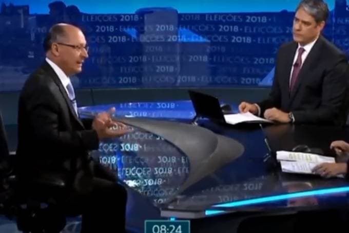 No Jornal Nacional, Geraldo Alckmin dispara para Bonner: "Você é mais poderoso do que eu"