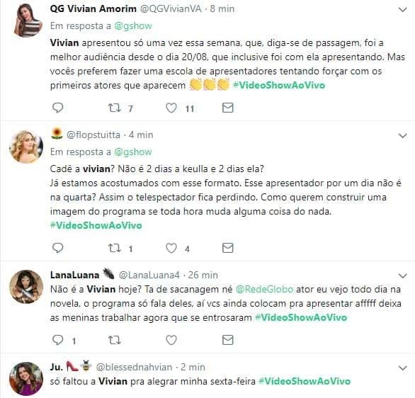 Comentários sobre Vivian Amorim (Foto: Reprodução) Comentários sobre Vivian Amorim (Foto: Reprodução)