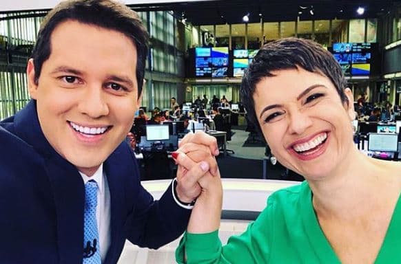 Após período de férias, Sandra Annenberg comemora retorno de Dony De Nuccio ao Jornal Hoje