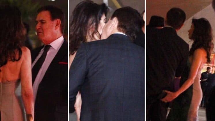 Amaury Jr e Cláudia Alencar dão beijo em festa e o apresentador fala sobre
