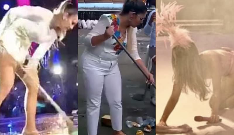 Marília Mendonça "imita" Claudia Leitte e Ivete Sangalo, limpa o chão e divide opiniões