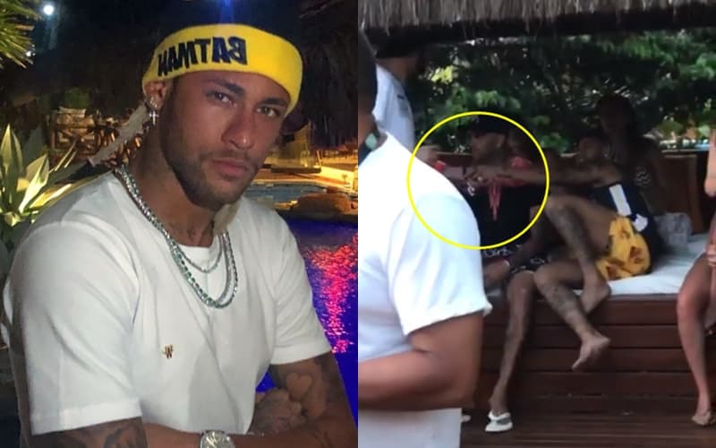 Neymar é repassando objeto 'estranho' para o amigo; confira o vídeo