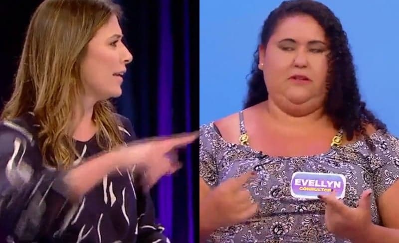 Mulher dá em cima de Pato no SBT e é expulsa por Rebeca Abravanel: "Vai embora"
