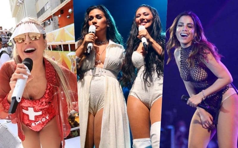 Claudia Leitte, Simone e Simaria e Anitta em shows Foto: Reprodução - montagem TV FOCO Claudia Leitte, Simone e Simaria e Anitta em shows Foto: Reprodução - montagem TV FOCO