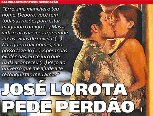 José Loreto é humilhado após pedir perdão para a ex-mulher e chamado de 'José Lorota' por jornal do RJ