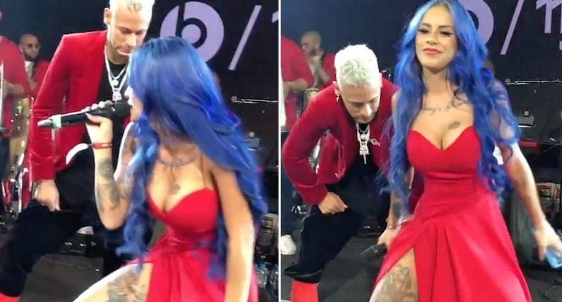 Tati Zaqui rebola em festa de Neymar e jogador é flagrado dando uma "espiadinha" no bumbum da funkeira