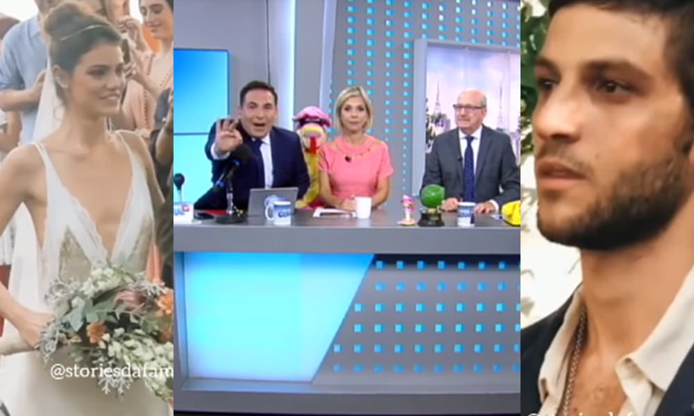 Apresentadores da Record alfinetam casamento de Chay Suede com Laura Neiva: "Ele parecia bicheiro e ela estava de camisola"
