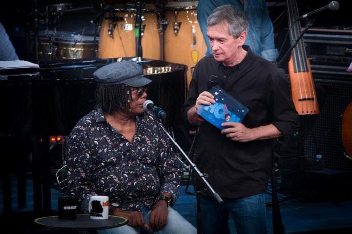 Serginho Groisman ao lado de Milton Nascimento (Foto: TV Globo) Serginho Groisman ao lado de Milton Nascimento (Foto: TV Globo)