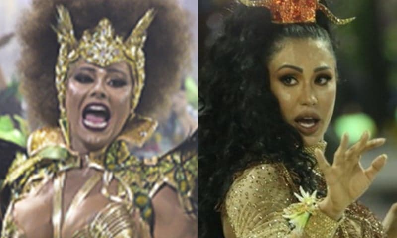 Viviane Araújo se encontra com Gracyanne Barbosa no meio do Carnaval,