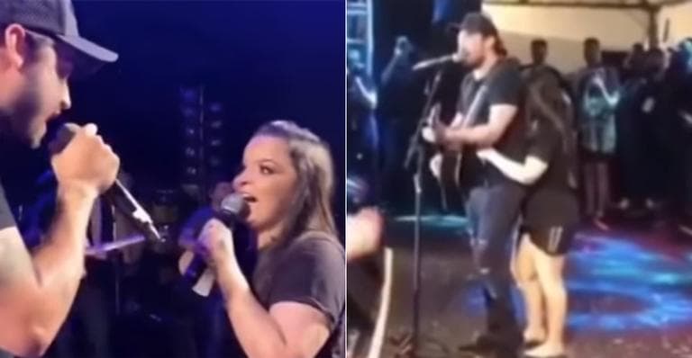 Fernando e Maiara foram só amores durante show (Foto: Reprodução)
