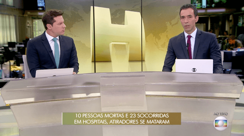 Dony De Nuccio e César Tralli fazem cobertura de desastre em Suzano Dony De Nuccio e César Tralli fazem cobertura de desastre em Suzano