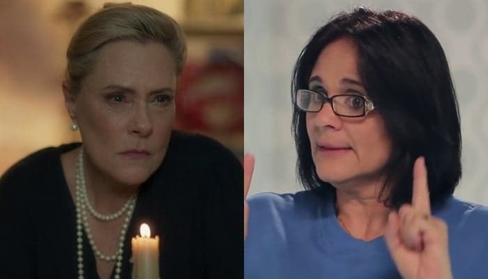 Falsa beata, Mirtes imita ministra de Bolsonaro em O Sétimo Guardião: "Homens vestem azul e mulheres vestem rosa"