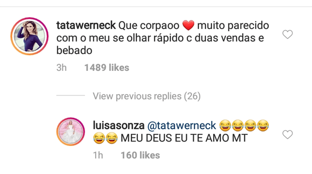 Luisa Sonza e Tatá Werneck trocam comentários na internet (Foto: Reprodução)