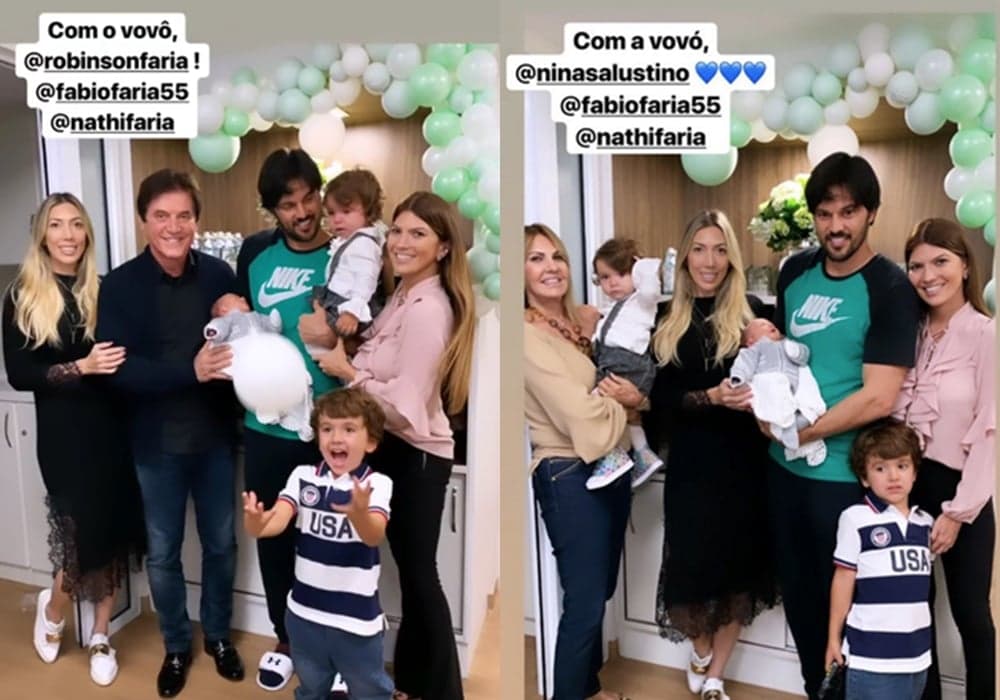 Fábio Faria, marido de Patricia Abravanel, reúne Pedro, Jane e Senor em foto com a família