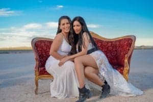 Simone e Simaria durante gravação de clipe em Las Vegas (Foto: Divulgação)