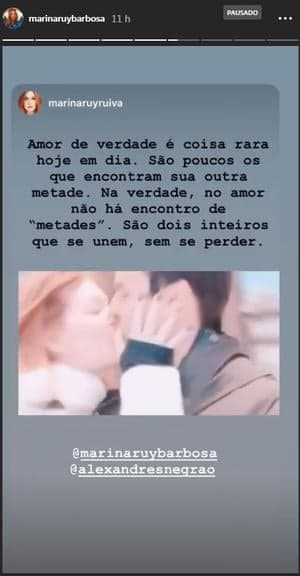 Marina Ruy Barbosa se decclara para o marido, Alexandre Negrão (Foto: Reprodução) Marina Ruy Barbosa se decclara para o marido, Alexandre Negrão (Foto: Reprodução)