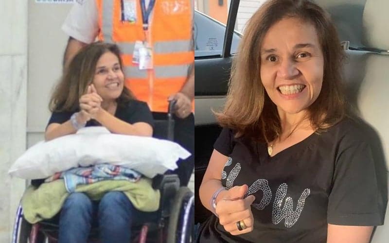 Recuperada, Claudia Rodrigues volta para a casa e é aclamada pelos fãs em aeroporto