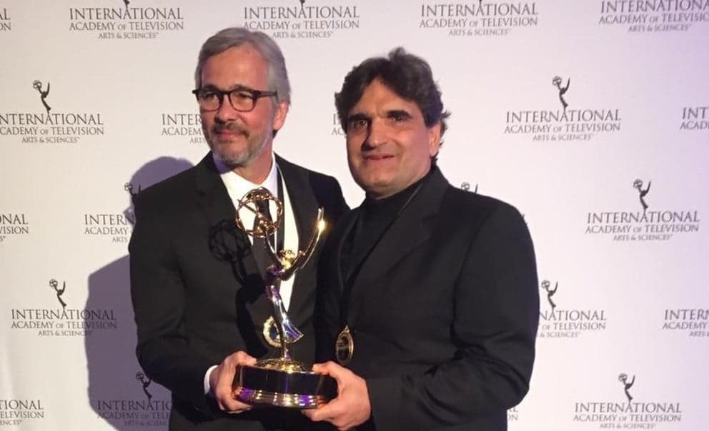 Paulo Silvestrini e Cao Hamburger no Emmy Internacional Paulo Silvestrini e Cao Hamburger no Emmy Internacional