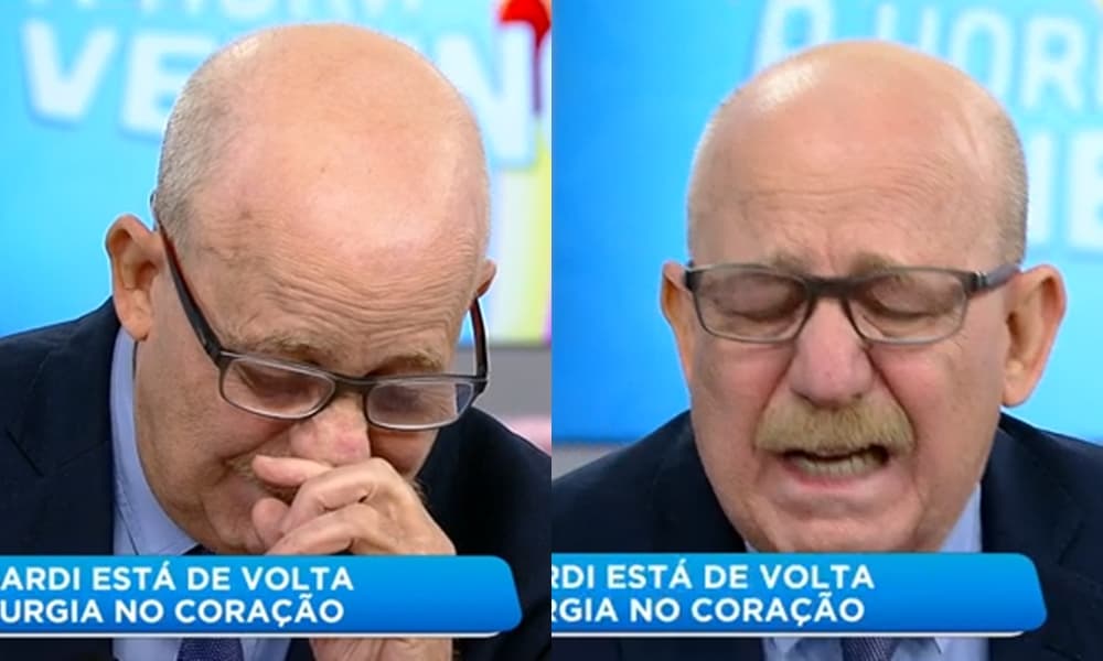 Renato Lombardi fala sobre problema de saúde, diz que teve medo de morrer e cai no choro ao vivo na Record