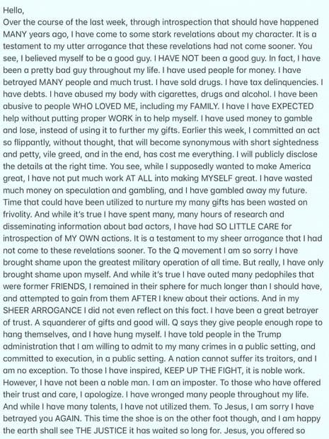 Carta de Isaac Kappy (Foto: Reprodução) Carta de Isaac Kappy (Foto: Reprodução)