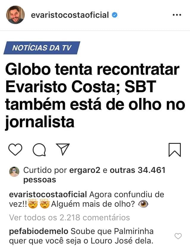 Evaristo Costa (Foto: Reprodução/Instagram)
