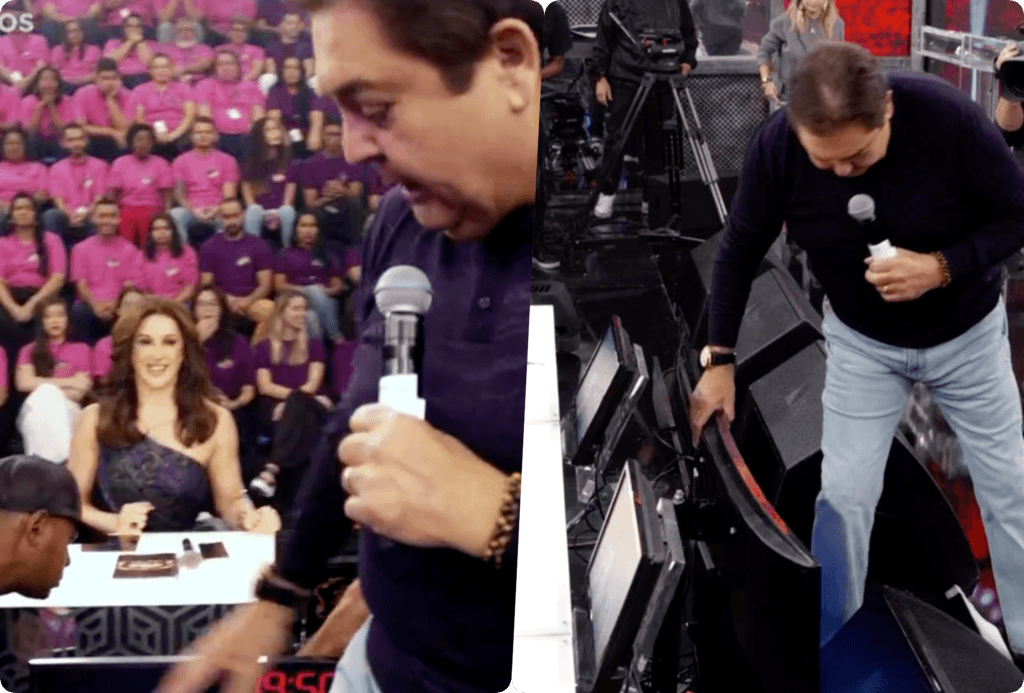 Faustão quebra equipamento ao vivo no Domingão, situação sai do controle e direção parte para cima: "Essa porcaria"
