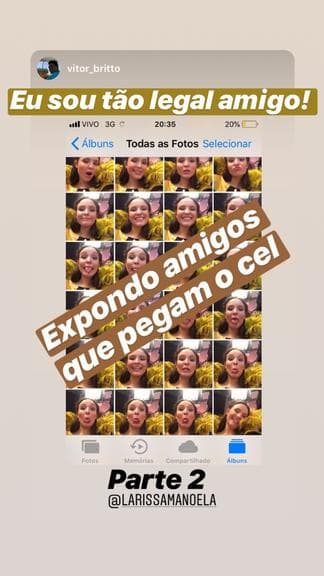 Larissa Manoela foi exposta por amigo nas redes sociais (Foto: Reprodução/Instagram) Larissa Manoela foi exposta por amigo nas redes sociais (Foto: Reprodução/Instagram)