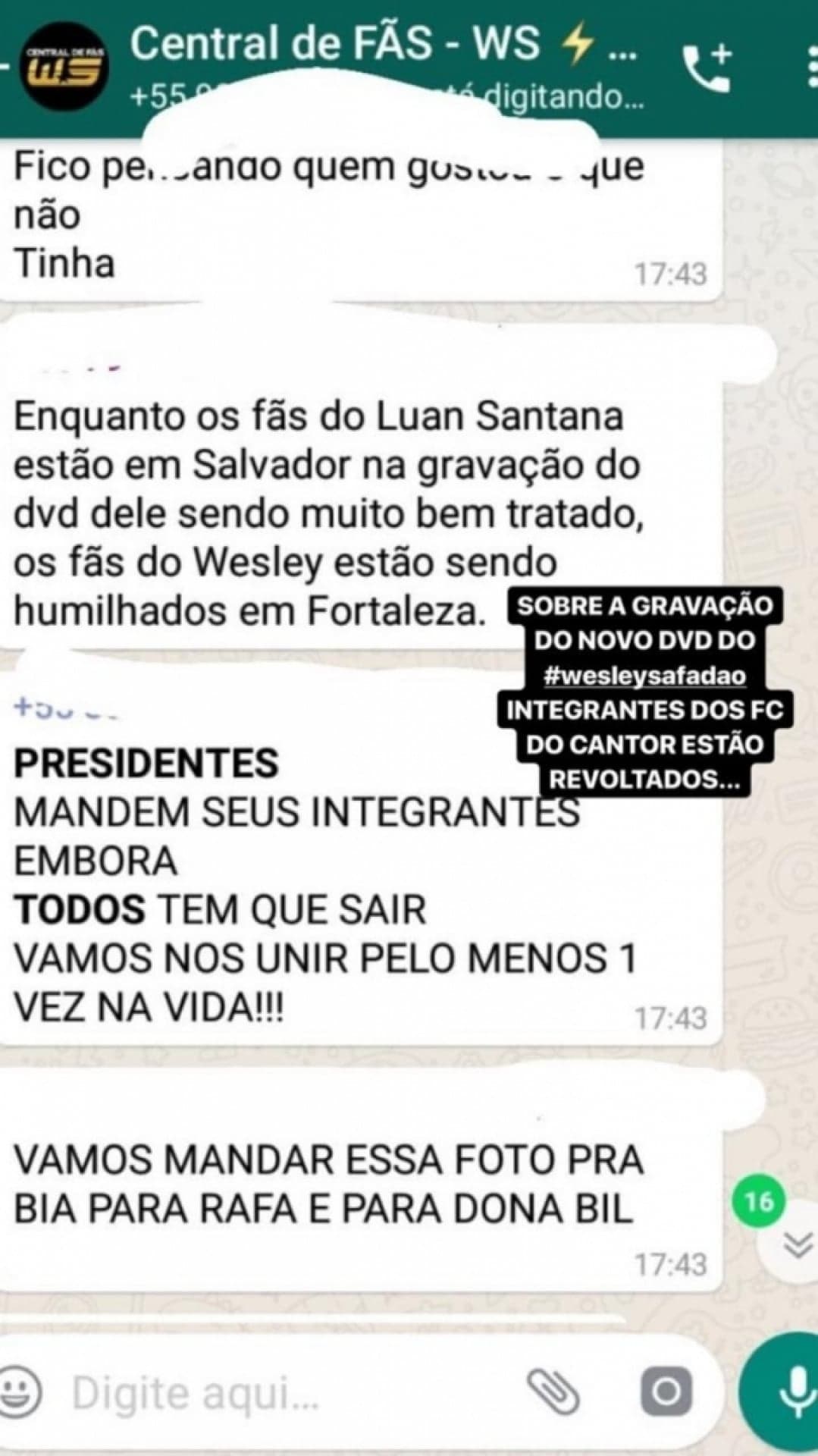 Fãs de Wesley Safadão se revoltam e fazem protesto contra cantor nos grupos (Foto: Reprodução/Instagram) Fãs de Wesley Safadão se revoltam e fazem protesto contra cantor nos grupos (Foto: Reprodução/Instagram)