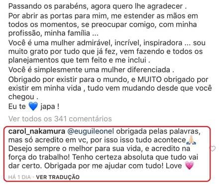 Ex-bailarina do Faustão, Carol Nakamura assume publicamente seu novo namoro com participante de reality show Ex-bailarina do Faustão, Carol Nakamura assume publicamente seu novo namoro com participante de reality show