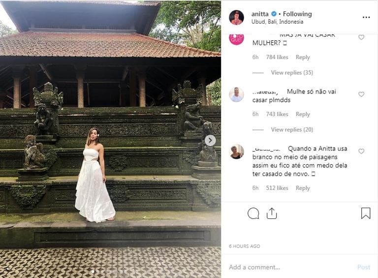 Anitta posa de branco e fãs especulam casamento com Pedro Scooby Foto: Reprodução Anitta posa de branco e fãs especulam casamento com Pedro Scooby Foto: Reprodução