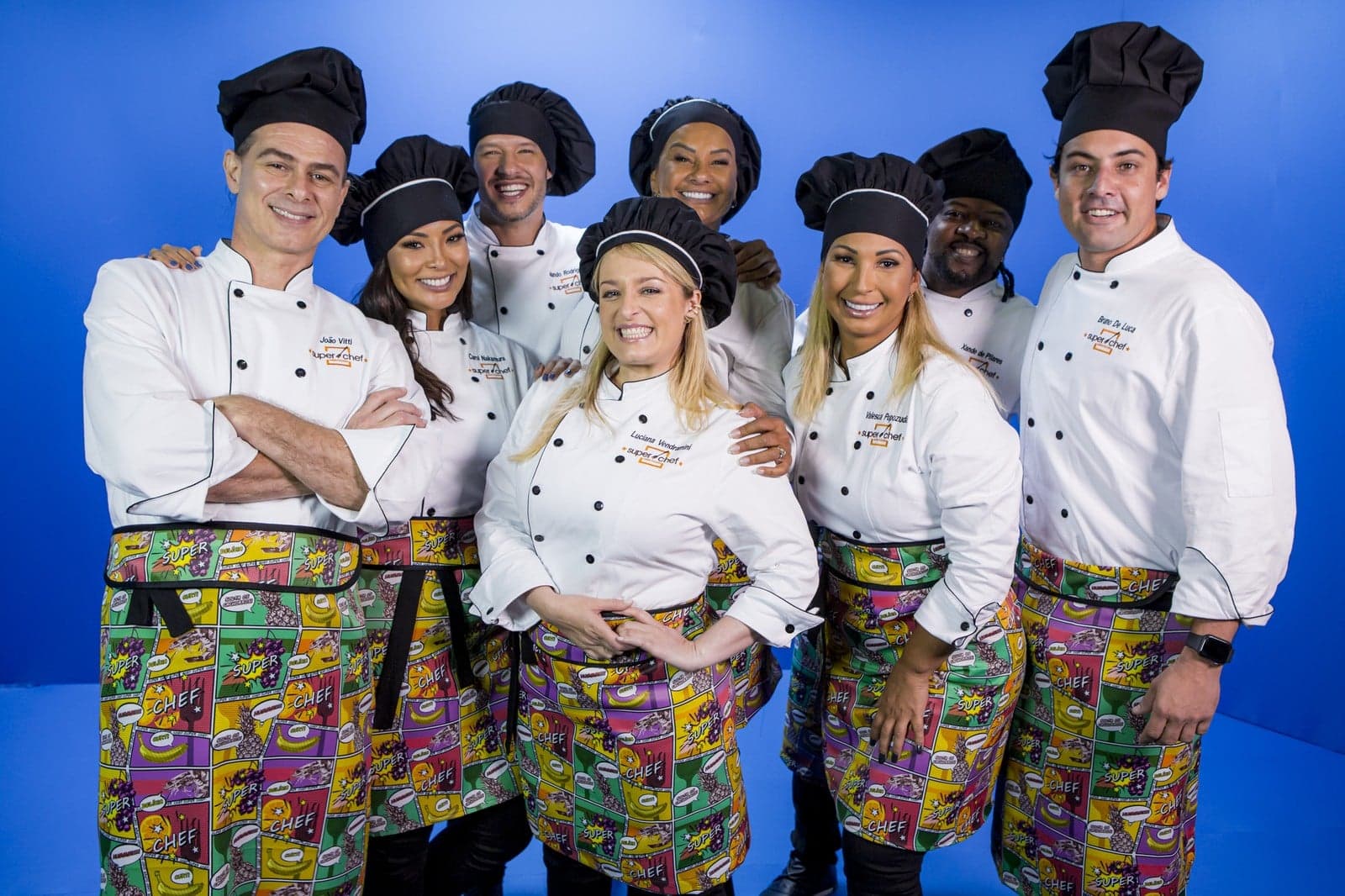 Bruno De Luca, Carol Nakamura, João Vitti, Luciana Vendramini, Nando Rodrigues, Solange Couto, Valesca Popozuda e Xande de Pilares no Super Chef no Mais Você de Ana Maria Braga Foto: Reprodução Bruno De Luca, Carol Nakamura, João Vitti, Luciana Vendramini, Nando Rodrigues, Solange Couto, Valesca Popozuda e Xande de Pilares no Super Chef no Mais Você de Ana Maria Braga Foto: Reprodução