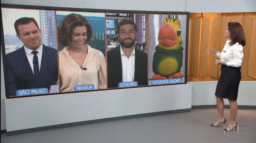 Louro José também falou bom dia no Bom Dia Brasil desta segunda (24) na Globo (Foto: Reprodução/ Globo)
