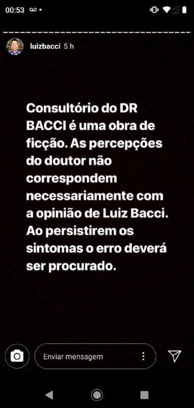 Luiz Bacci voltou a interagir com seus seguidores no Instagram Luiz Bacci voltou a interagir com seus seguidores no Instagram