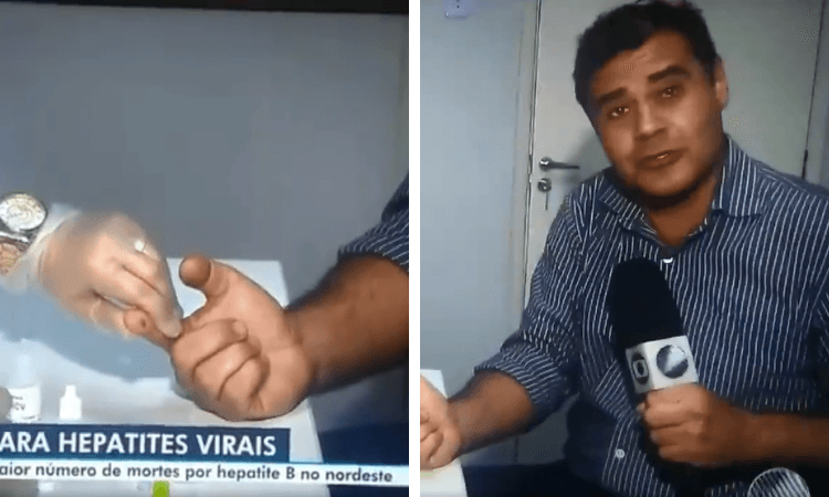 Repórter da Globo chora durante exame de hepatite na TV e vira piada