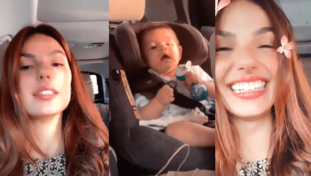 Ruiva, Isis Valverde flagra momento espontâneo do filho e questiona: 'Vai ser cantor?'