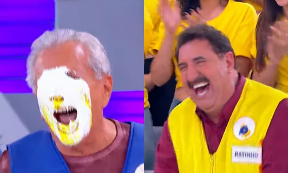Ratinho se recusa a dar tortada em Carlos Alberto de Nóbrega, volta atrás de decisão e pega o amigo de surpresa no SBT
