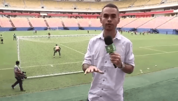 Jornalista da TV Cultura leva bolada e impressiona com reação