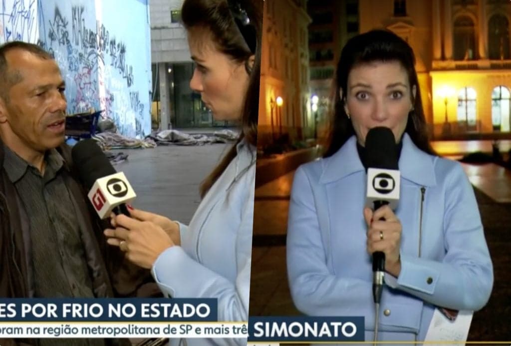 Repórter foi acusada de nojo com morador de rua ao vivo na Globo durante Bom Dia São Paulo com Rodrigo Bocardi Repórter foi acusada de nojo com morador de rua ao vivo na Globo durante Bom Dia São Paulo com Rodrigo Bocardi