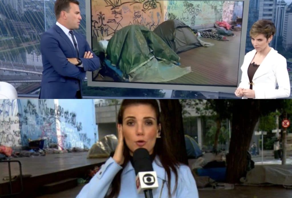 Globo tem repórter acusada de tratar morador de rua com nojo e Rodrigo Bocardi se vinga ao vivo com atitude