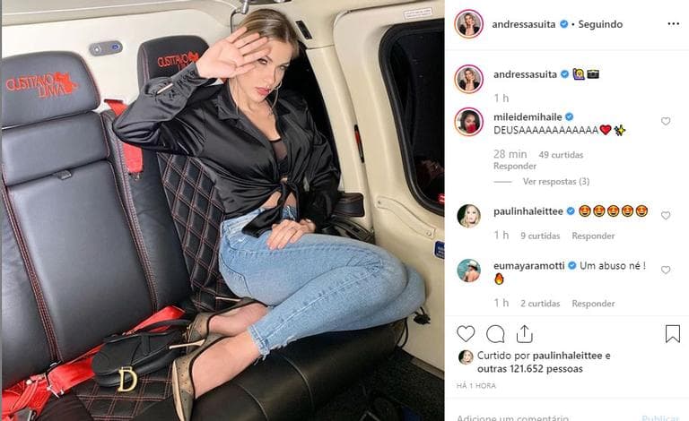 Andressa Suita faz pose sexy em jatinho de luxo de Gusttavo Lima (Imagem: Instagram) Andressa Suita faz pose sexy em jatinho de luxo de Gusttavo Lima (Imagem: Instagram)