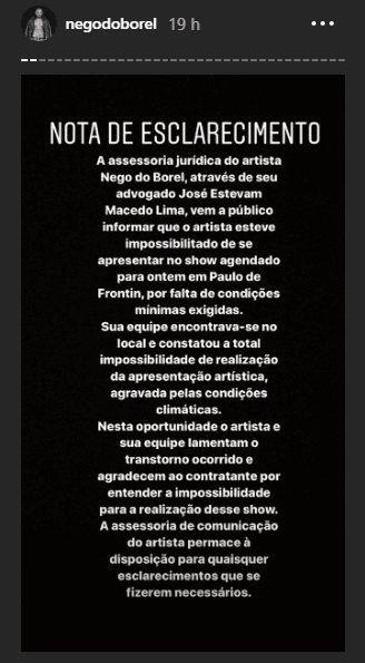 Nego do Borel esclarece situação polêmica. (Foto: Reprodução/Instagram)