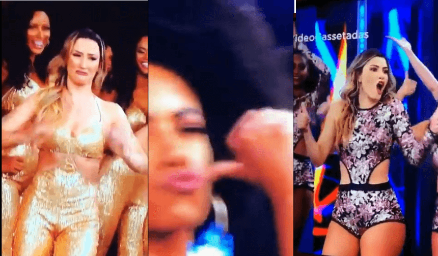 Algumas das reações das bailarinas no Domingão do Faustão da TV Globo (Foto: Reprodução/ Twitter) Algumas das reações das bailarinas no Domingão do Faustão da TV Globo (Foto: Reprodução/ Twitter)