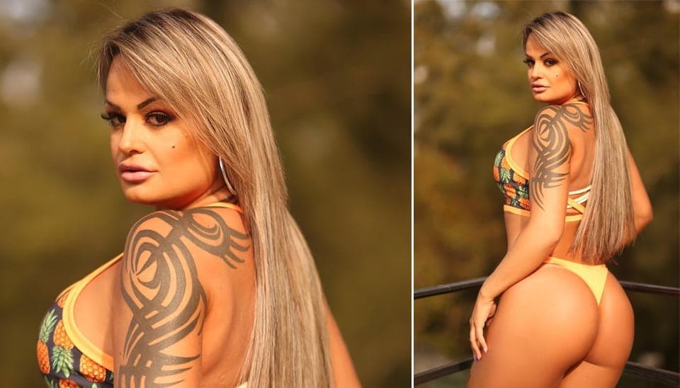 line já fez fotos muito ousadas para ganhar votos no concurso Miss Bumbum. Alguns fãs apontam que Uva é parecida com Andressa Urach. Você concorda?