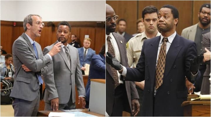 Cuba Gooding Jr no tribunal e em cena da série American Crime Story. (Foto: Montagem/Divulgação) Cuba Gooding Jr no tribunal e em cena da série American Crime Story. (Foto: Montagem/Divulgação)