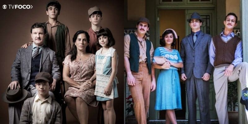 Todos os filhos do casal Julio e Lola de Éramos Seis em suas duas fases Da Globo (Foto: Montagem/TV Foco)