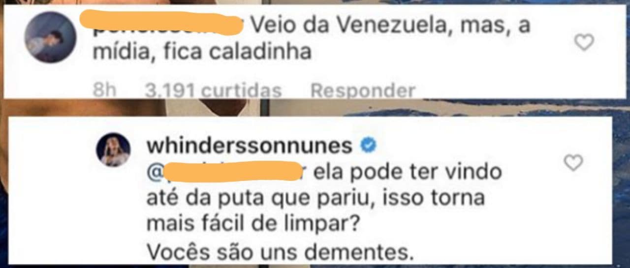 Whindersson Nunes mostrou sua indignação e acabou maltratando um fã com seu comentário