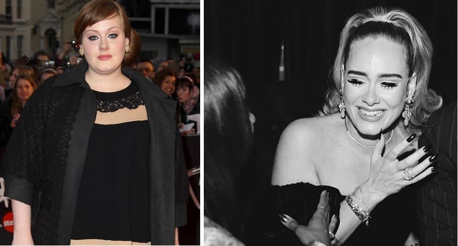 Adele antes e depois da dieta (Foto: Reprodução) Adele antes e depois da dieta (Foto: Reprodução)