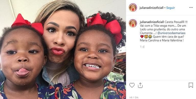 Juliana Diniz e as afilhadas de Thiaguinho e Fernanda Souza (Imagem: Instagram) Juliana Diniz e as afilhadas de Thiaguinho e Fernanda Souza (Imagem: Instagram)